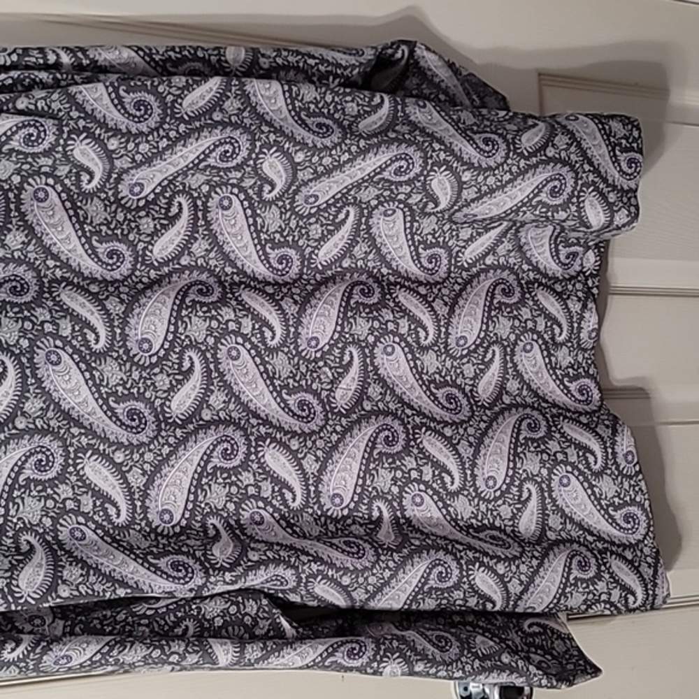 Paul Fredrick 100% Silk Grey/White/Purple Paisley Print LS BD Men's XXL - Picture 9 of 10